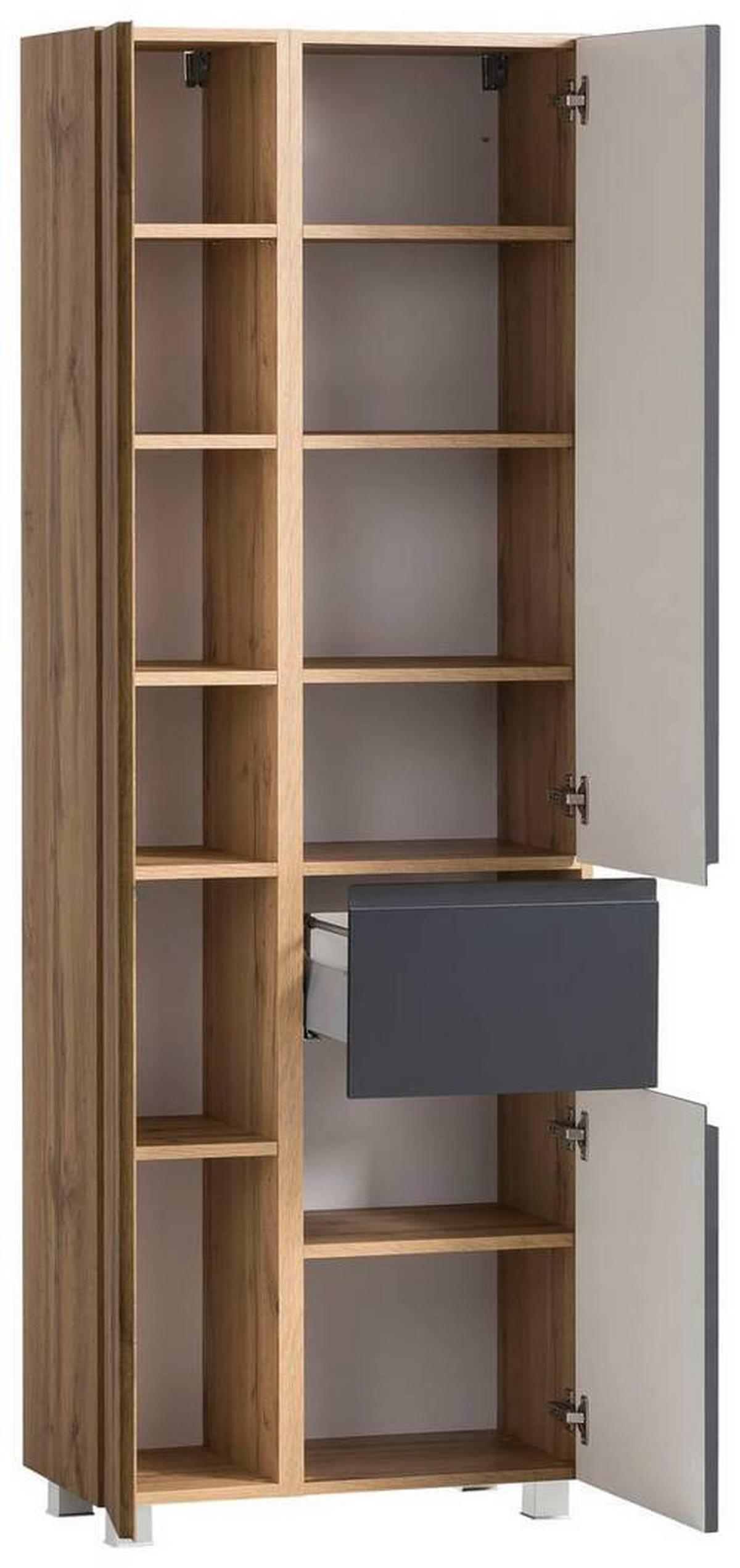 Hochschrank Varese B: 65 Cm Grau/wotan Eiche - Eiche Wotan/Grau, MODERN, Holzwerkstoff (65/180/35cm) - Held