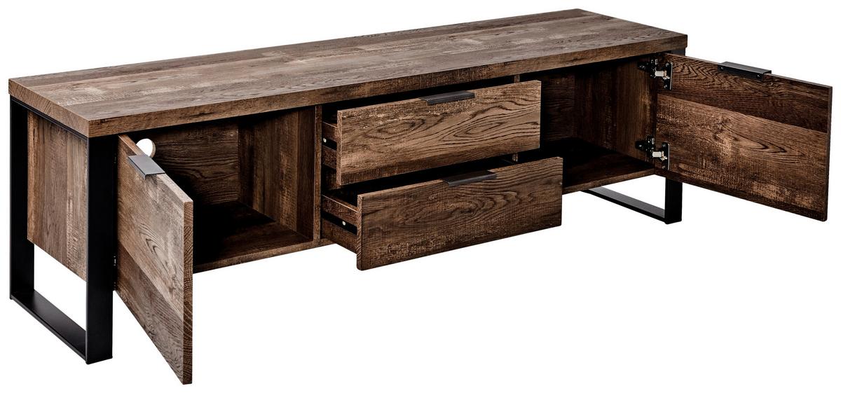 TV-Element Loop TV 150 B: 152,4 cm Vintage Eiche - Eichefarben/Schwarz, Design, Holzwerkstoff/Metall (152,4/45/39,5cm)