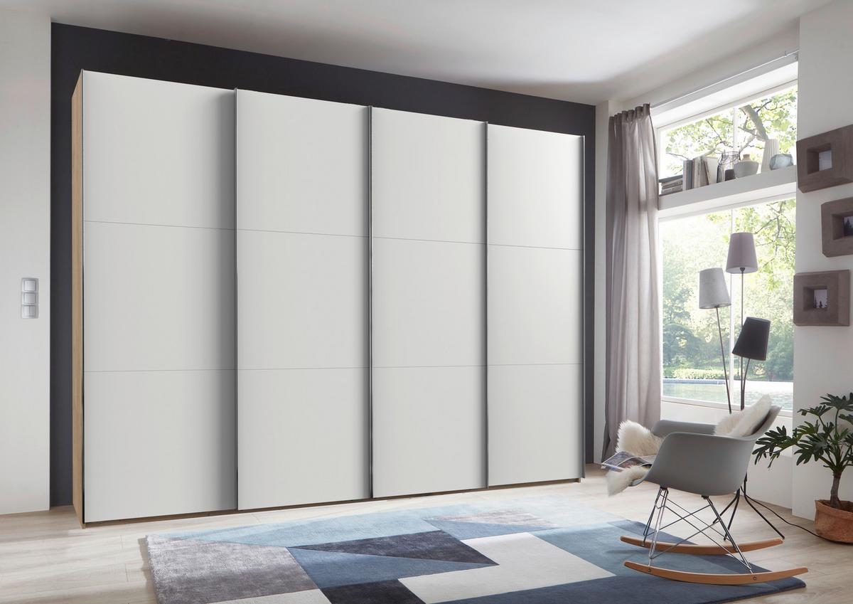 Schwebetürenschrank B: 300 Cm Level, Weiß/eiche Dekor - Eichefarben/Weiß, MODERN, Holzwerkstoff (300/216,5/65cm) - MID.YOU