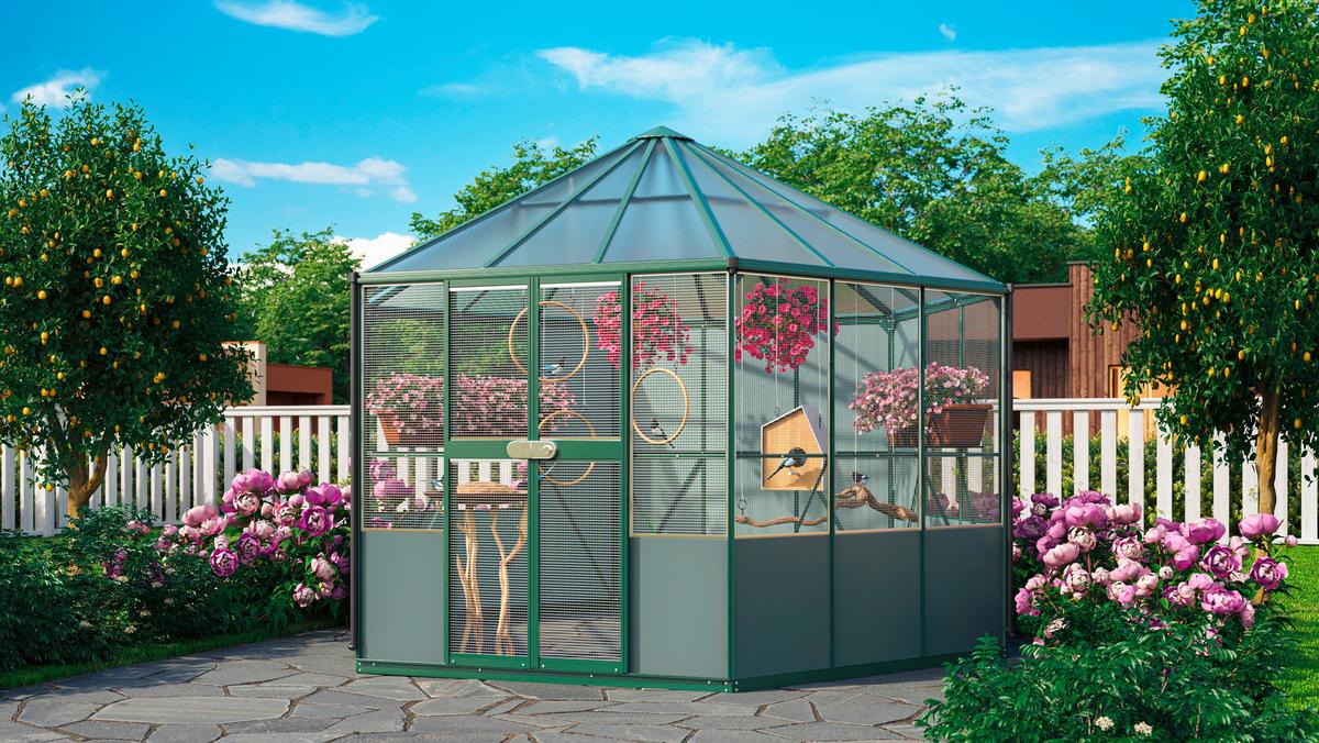 Vogelvoliere Circus 9000 9 M2 - Smaragdgrün, Basics, Metall (336/187,5/383,3cm)