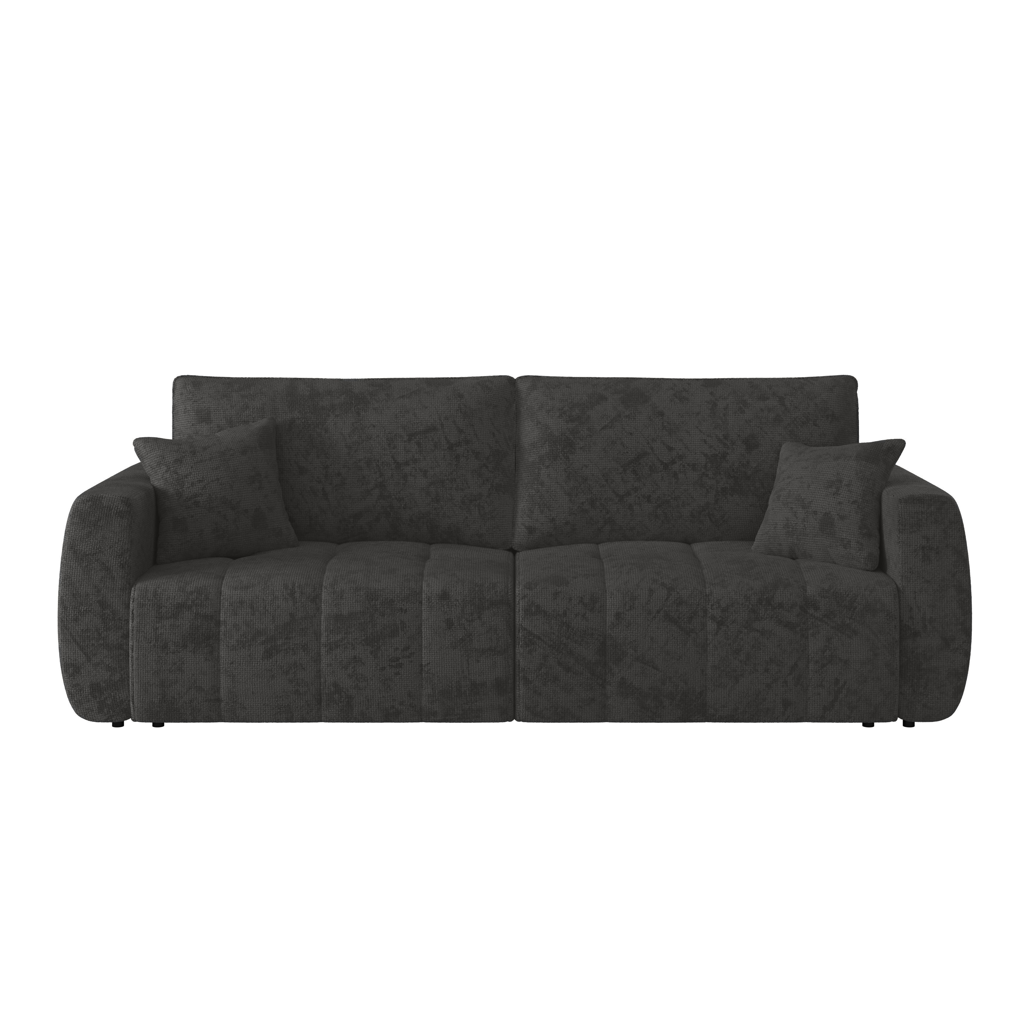 Schlafsofa Bali - Schwarz/Graphitfarben, MODERN, Holz/Textil (245/74-90/104cm) - Luca Bessoni