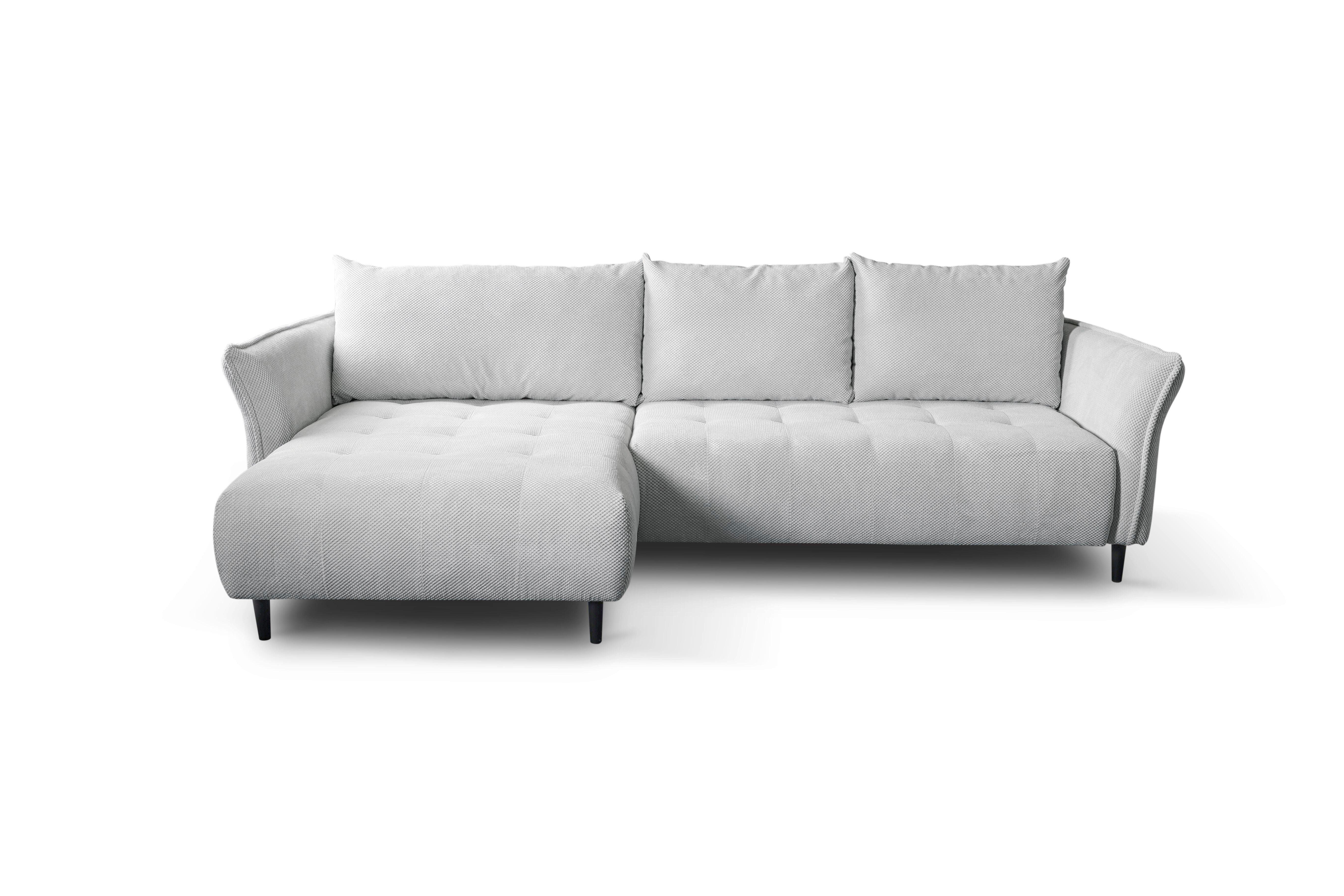 Ecksofa Monte Carlo Hellgrau S: 290x160 cm - Schwarz/Grau, Trend, Holz/Holzwerkstoff (290/160cm)