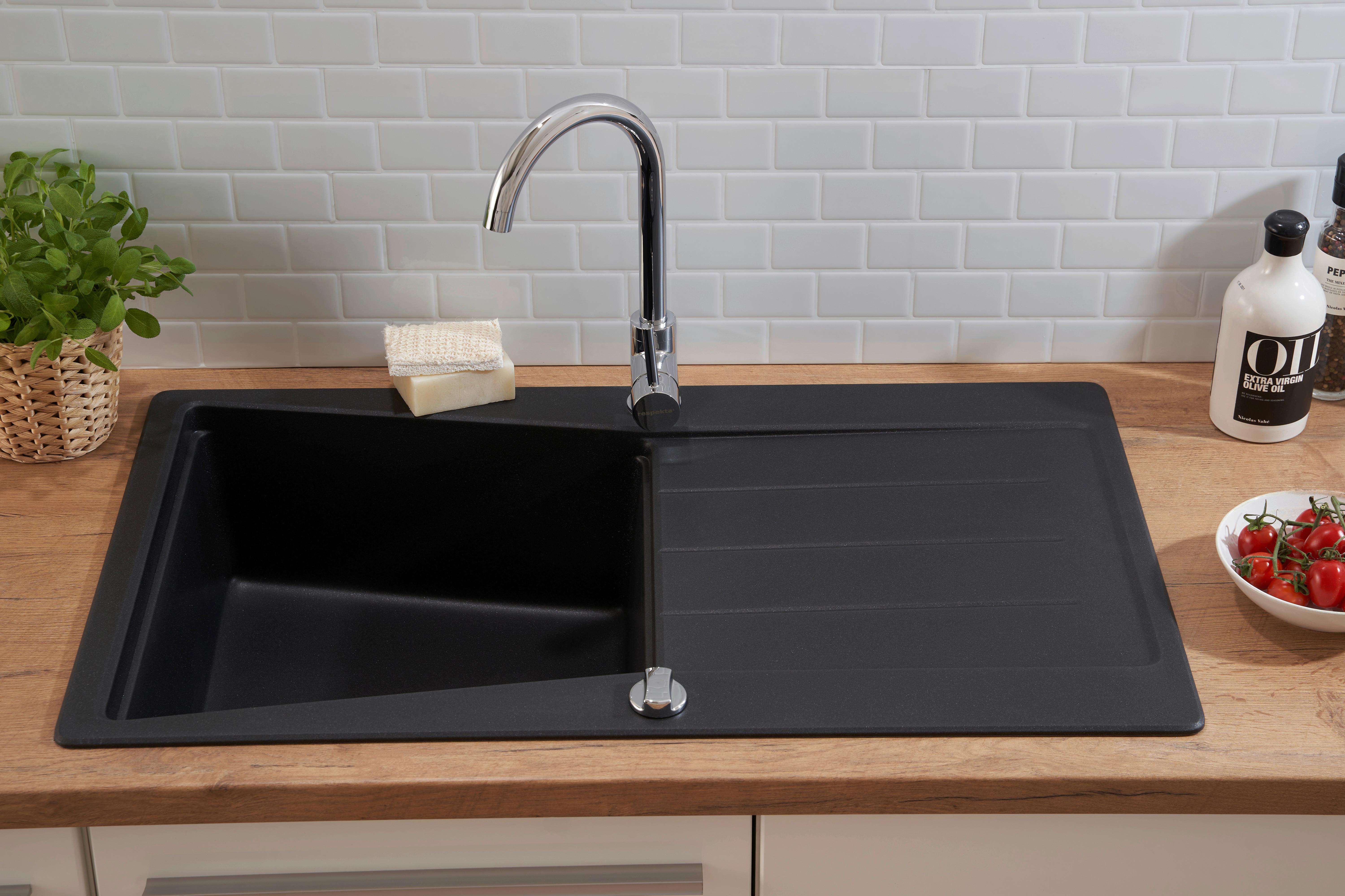 Spüle Respekta Stein Bxt: 86x50 cm - Schwarz, Trend, Stein (86/20/50cm) - Respekta