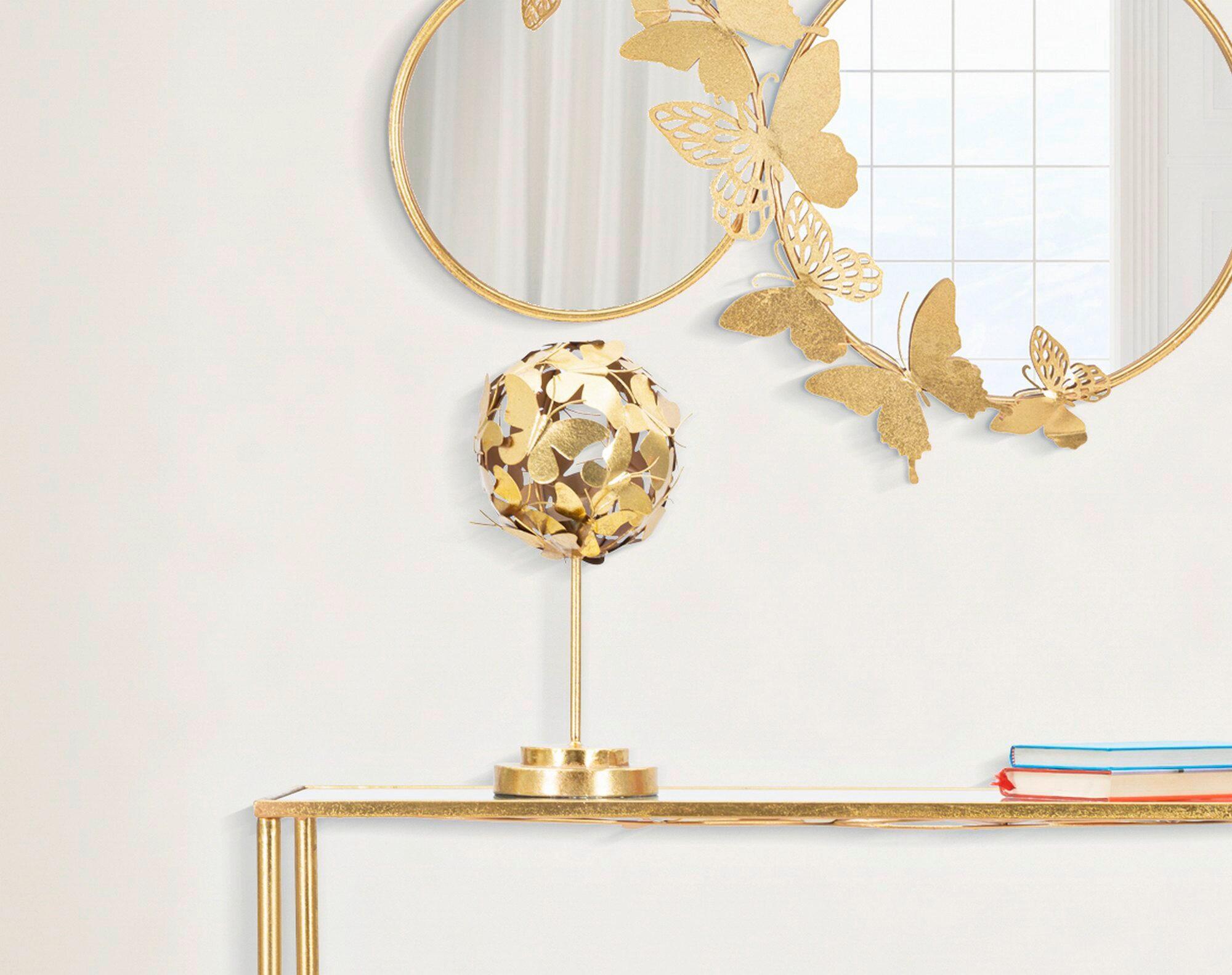 Skulptur Schmetterlinge Goldfarben, B: 19,5 cm - Goldfarben, Basics, Metall (19.5/40.5/19.5cm)