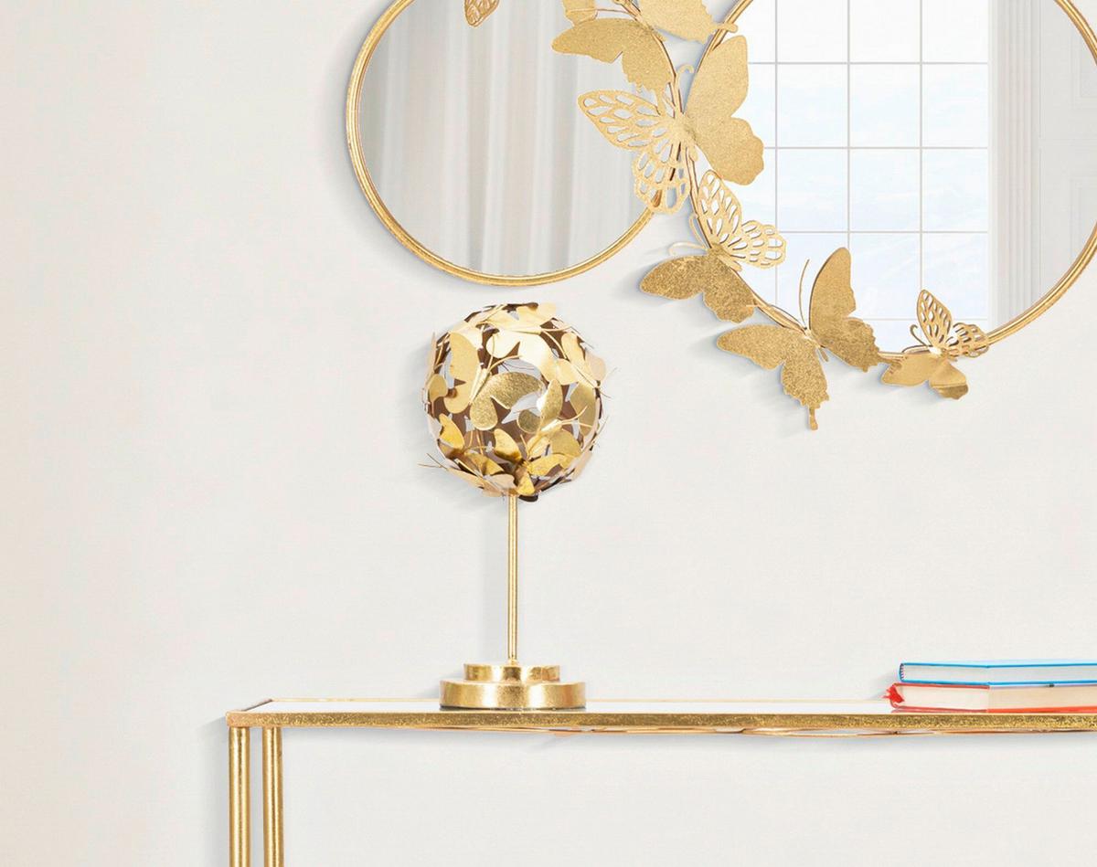 Skulptur Schmetterlinge Goldfarben, B: 19,5 cm - Goldfarben, Basics, Metall (19.5/40.5/19.5cm)