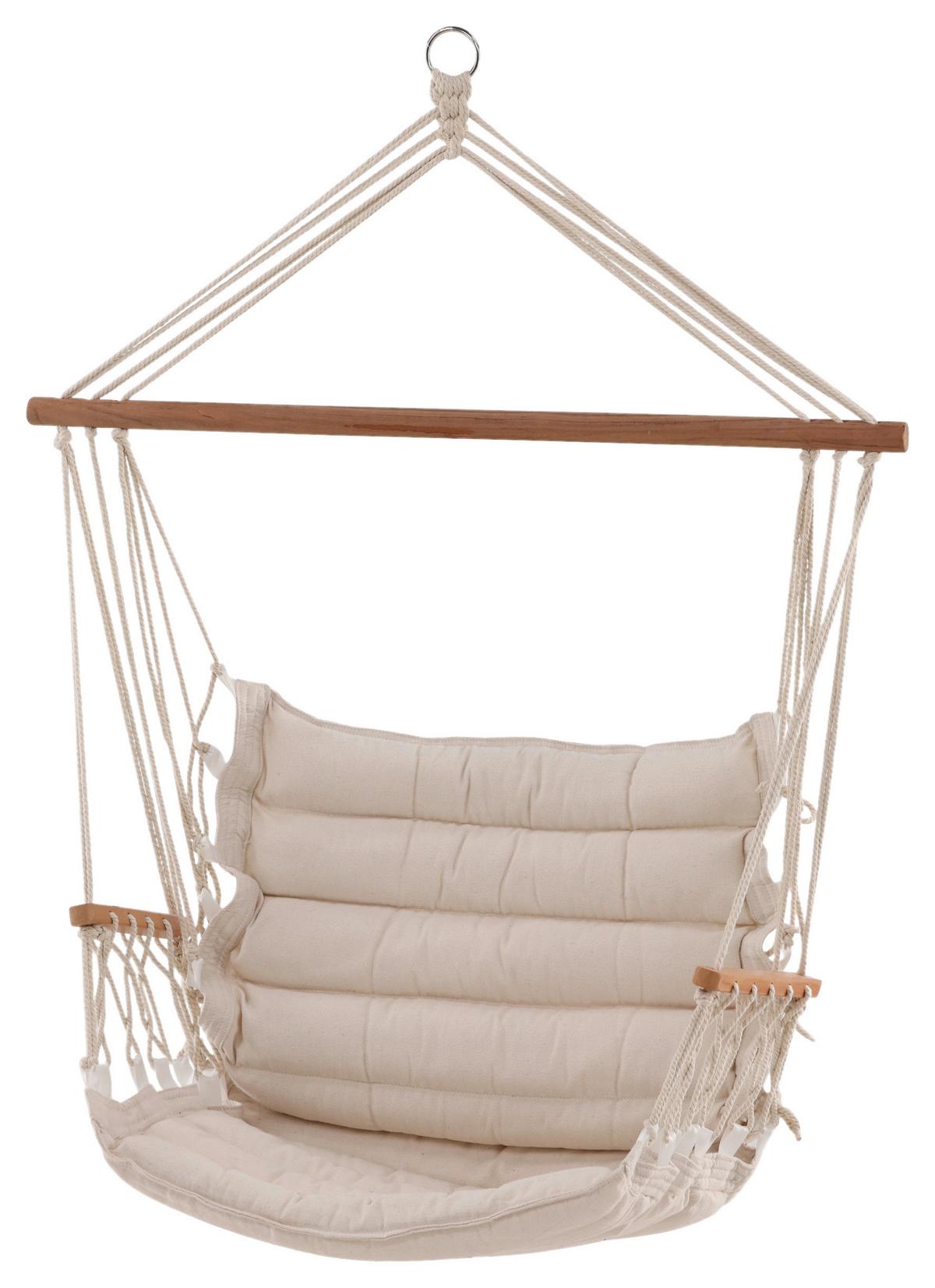 Hängesessel Tapaz - Hellbraun/Weiß, KONVENTIONELL, Textil - Gardenson