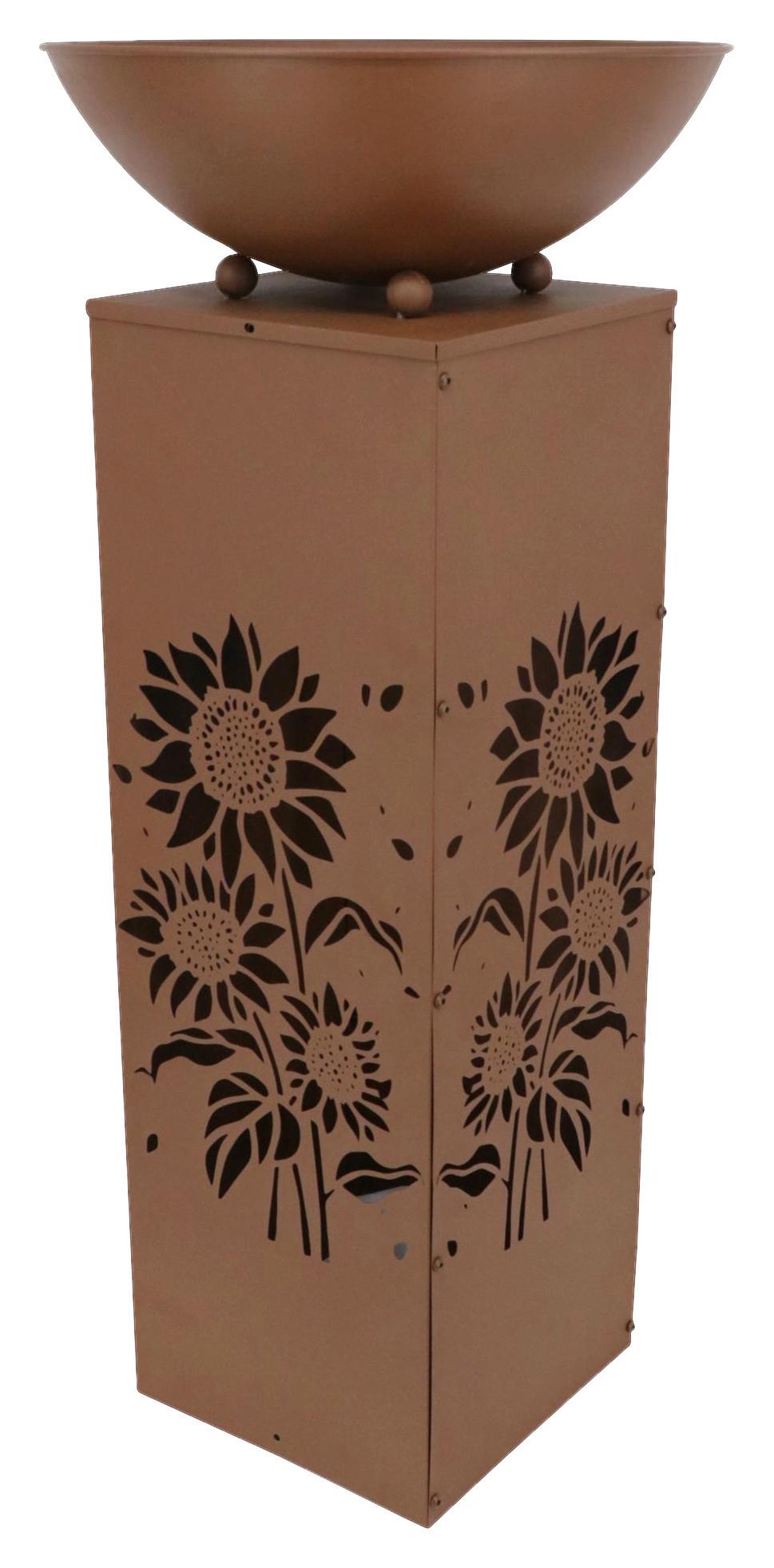 Dekosäule Sonnenblume Rostfarben H: 87 cm - Rostfarben, Design, Metall (38/38/87cm)