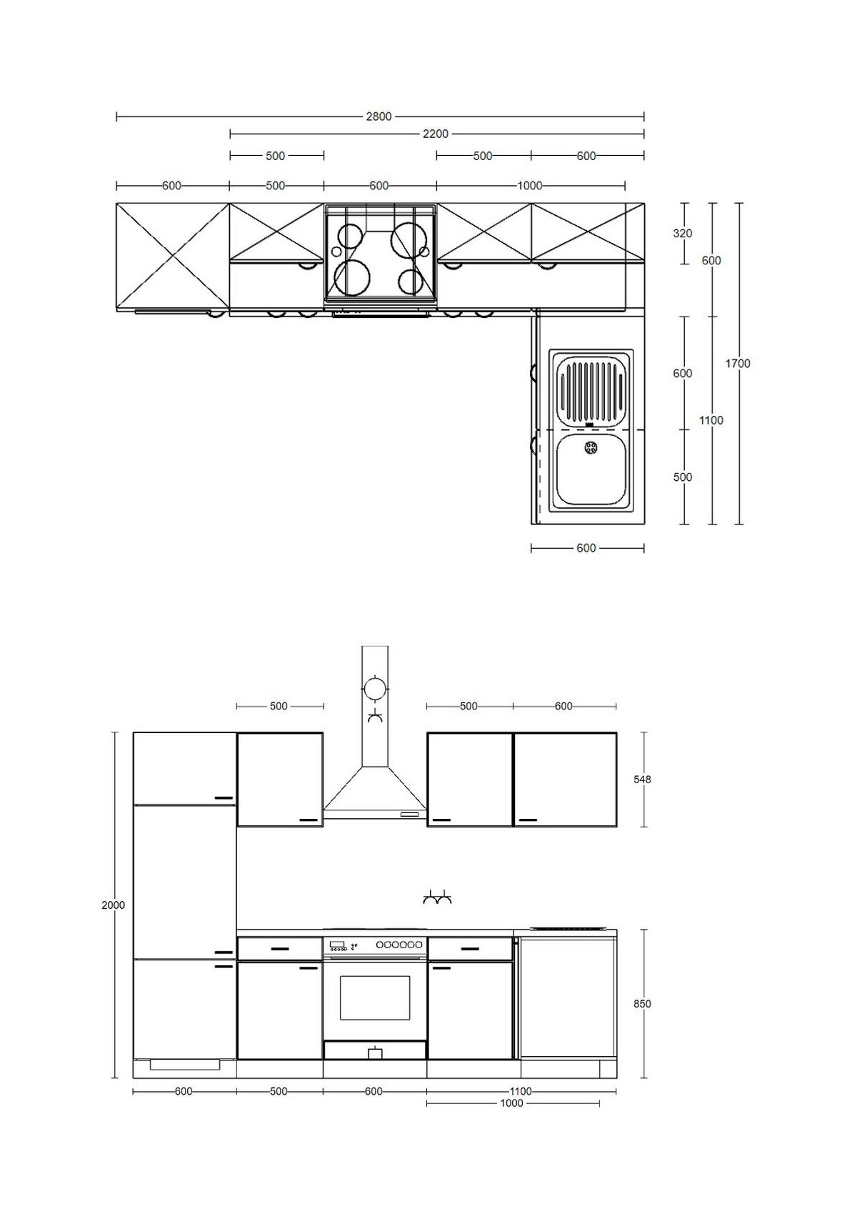 Eckküche Samoa Mit Geräten 280x170 cm - Weiß/Sonoma Eiche, MODERN, Holzwerkstoff (280/170cm) - FlexWell