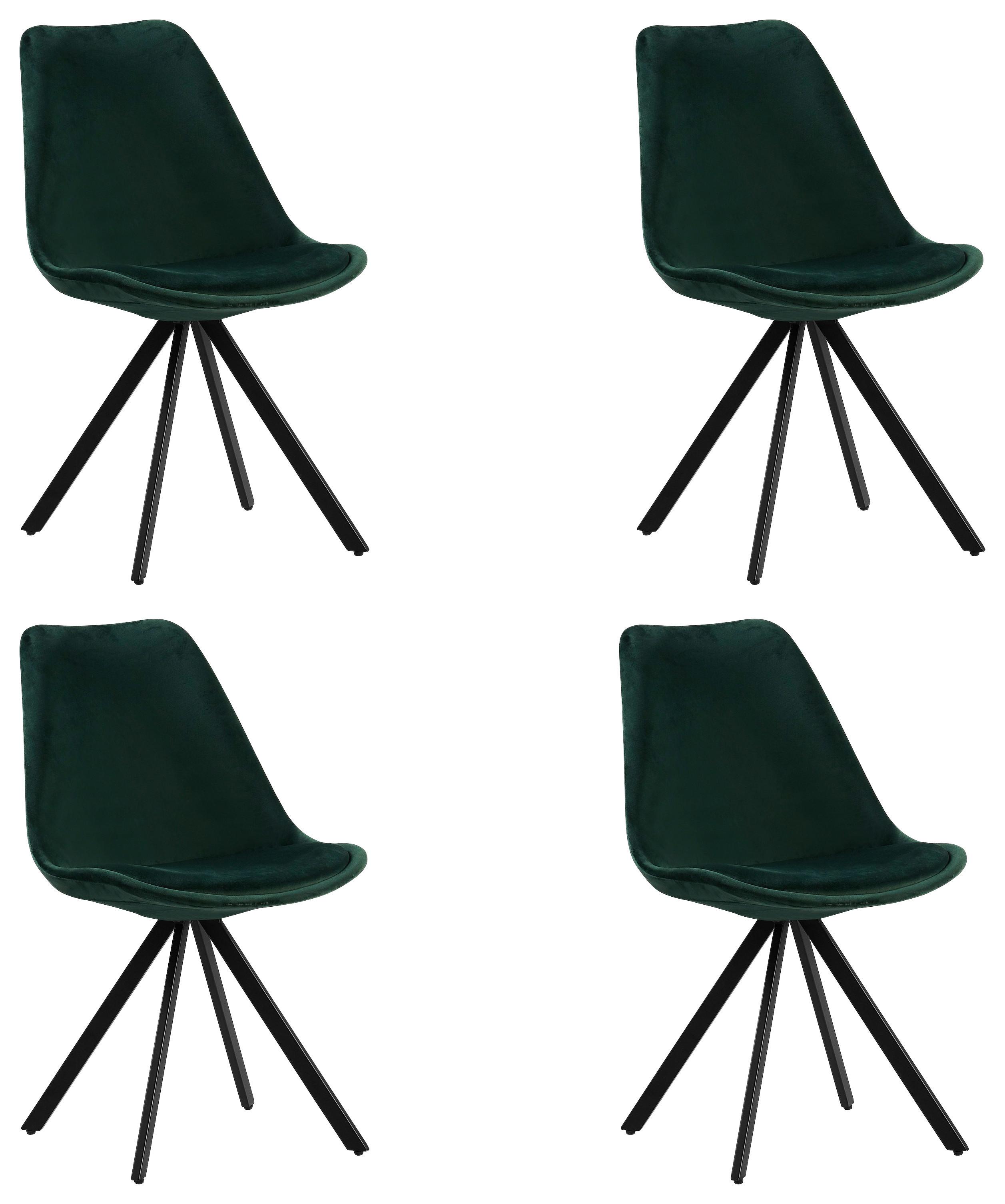 Stuhl-Set Finley - Dunkelgrün/Schwarz, KONVENTIONELL, Textil/Metall (50/83/51cm) - MID.YOU