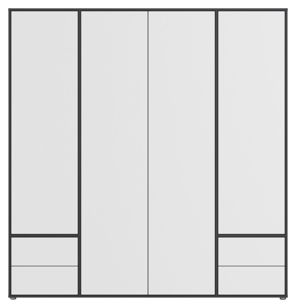 Drehtürenschrank Grau Weiß B: 187 Cm - Weiß/Grau, MODERN, Holzwerkstoff (187/194/53cm) - Rauch Möbel