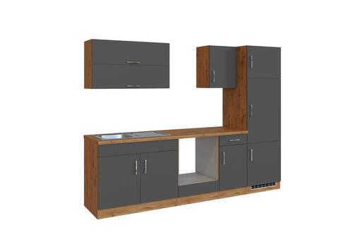 Küchenzeile Sorrento Mit Geräten B: 270 cm Anthrazit - Eichefarben/Anthrazit, MODERN, Holzwerkstoff (270/200/60cm) - Held
