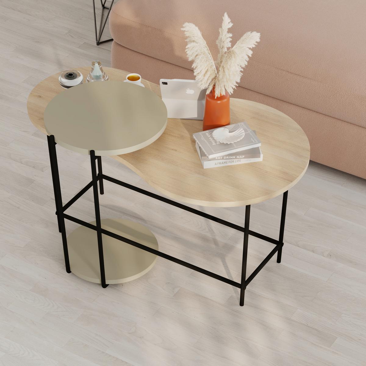 Couchtisch Cuddle Eiche/Hellgrün B: 58 cm - Eichefarben/Hellgrün, Design, Holzwerkstoff/Metall (102/58/47cm) - Livetastic