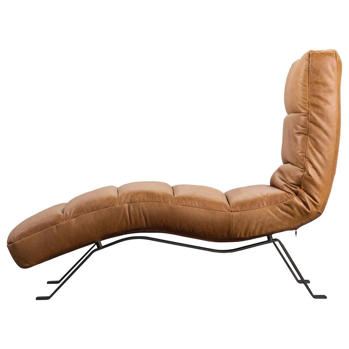 Relaxliege Swing Black Cognac B: 65 cm - Cognac/Schwarz, Design, Leder (65/65-95/171cm) - Livetastic