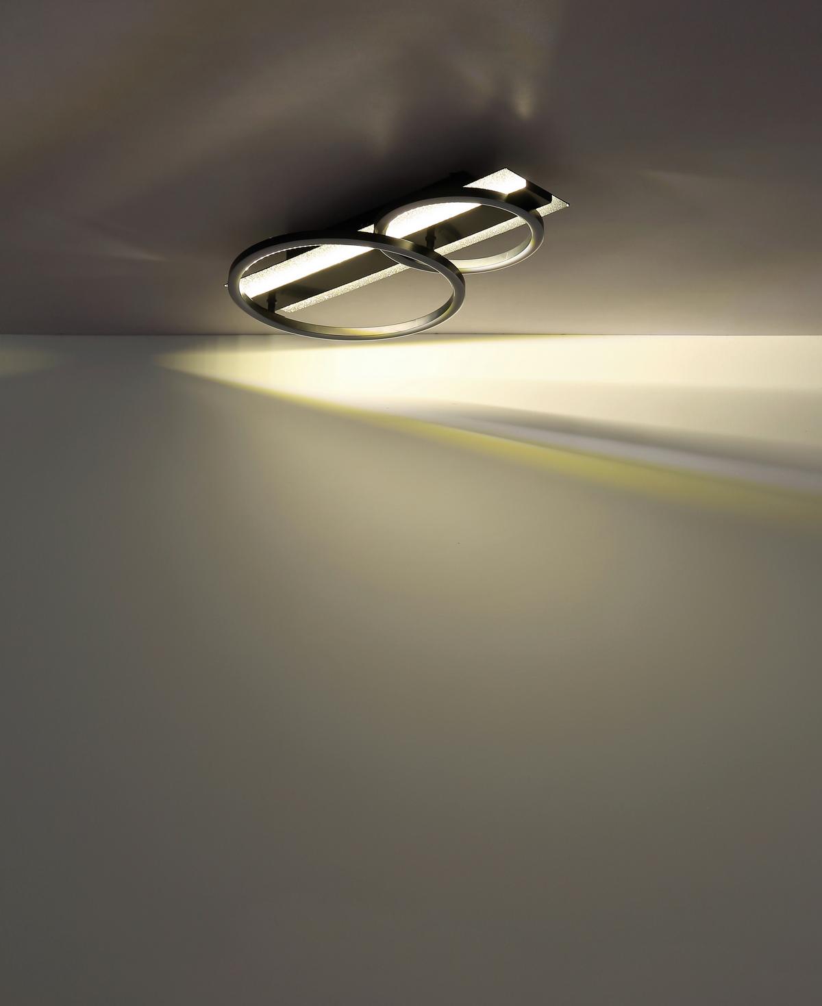 LED-Deckenleuchte 4000k, 30w - Silberfarben/Schwarzchrom, Design, Kunststoff/Metall (48,2/30/8,8cm) - Globo