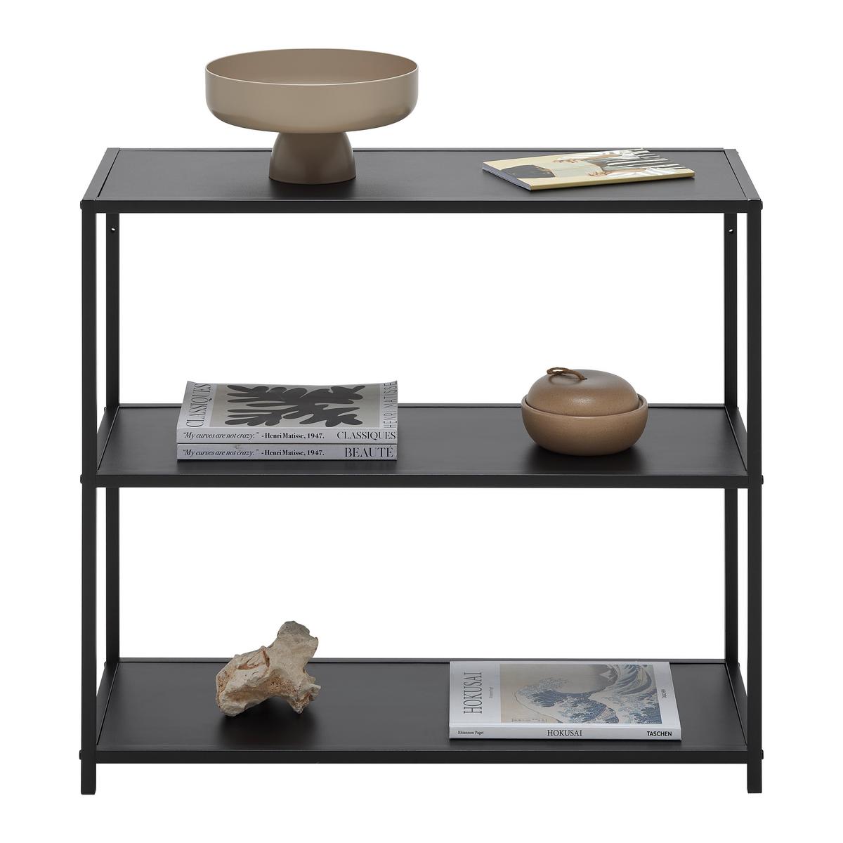 REGÁL BASTIAN II *CENOVÝ TRHÁK* - čierna, Modern, kov/kompozitné drevo (77/68/30cm) - Based