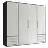 Drehtürenschrank Mit Laden B: 206 Cm Lyss Weiß/graphitfarben - Graphitfarben/Weiß, MODERN, Holzwerkstoff (206/194/58cm) - Livetastic