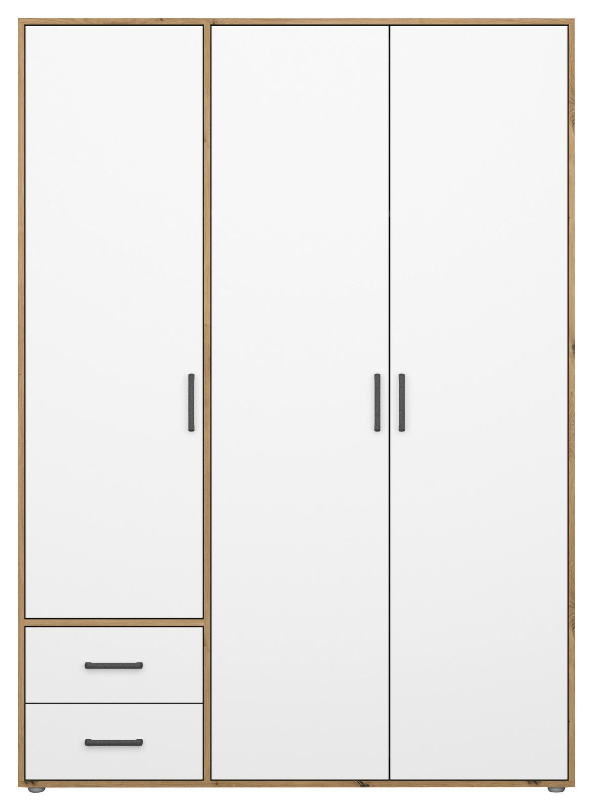Drehtürenschrank Mit Schubladen 140cm Voyager - Weiß/Eiche Artisan, MODERN, Holzwerkstoff (140/194/53cm) - Rauch Möbel