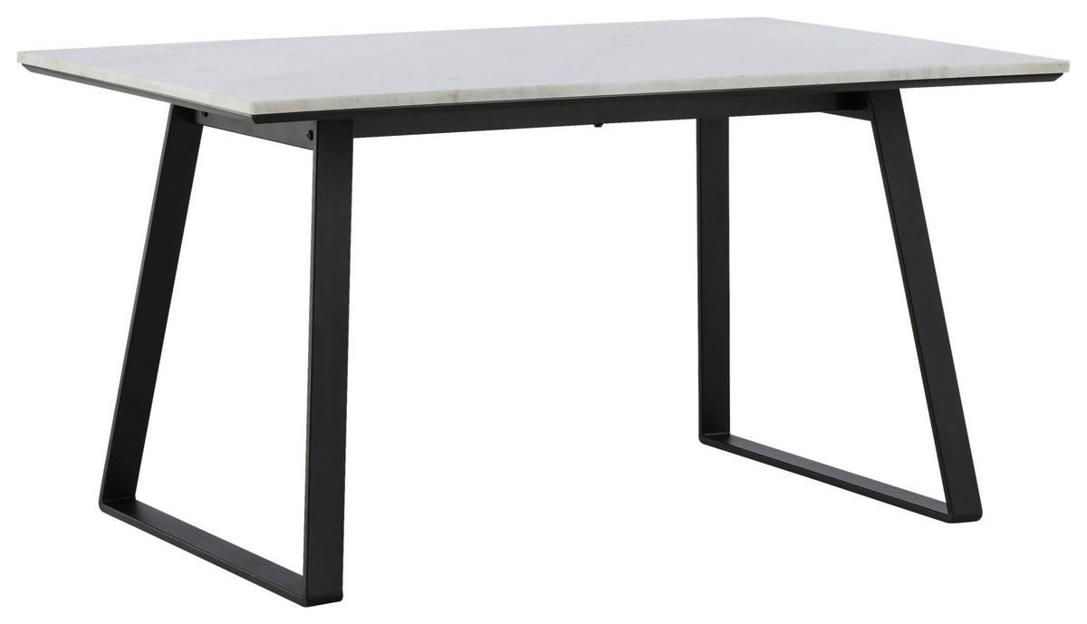 Esstisch Estelle - Schwarz/Weiß, Design, Stein/Metall (140/90/75cm) - Livetastic