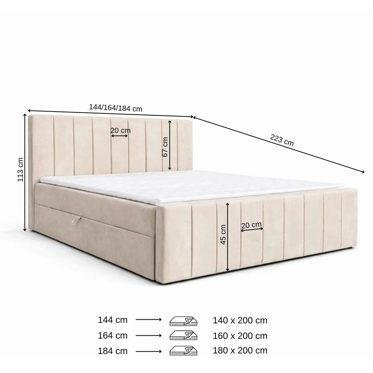 BOXBETT Lila Cappuccino 160x200cm - Schwarz/Cappuccino, MODERN, Holz/Kunststoff (160/200cm) - MID.YOU