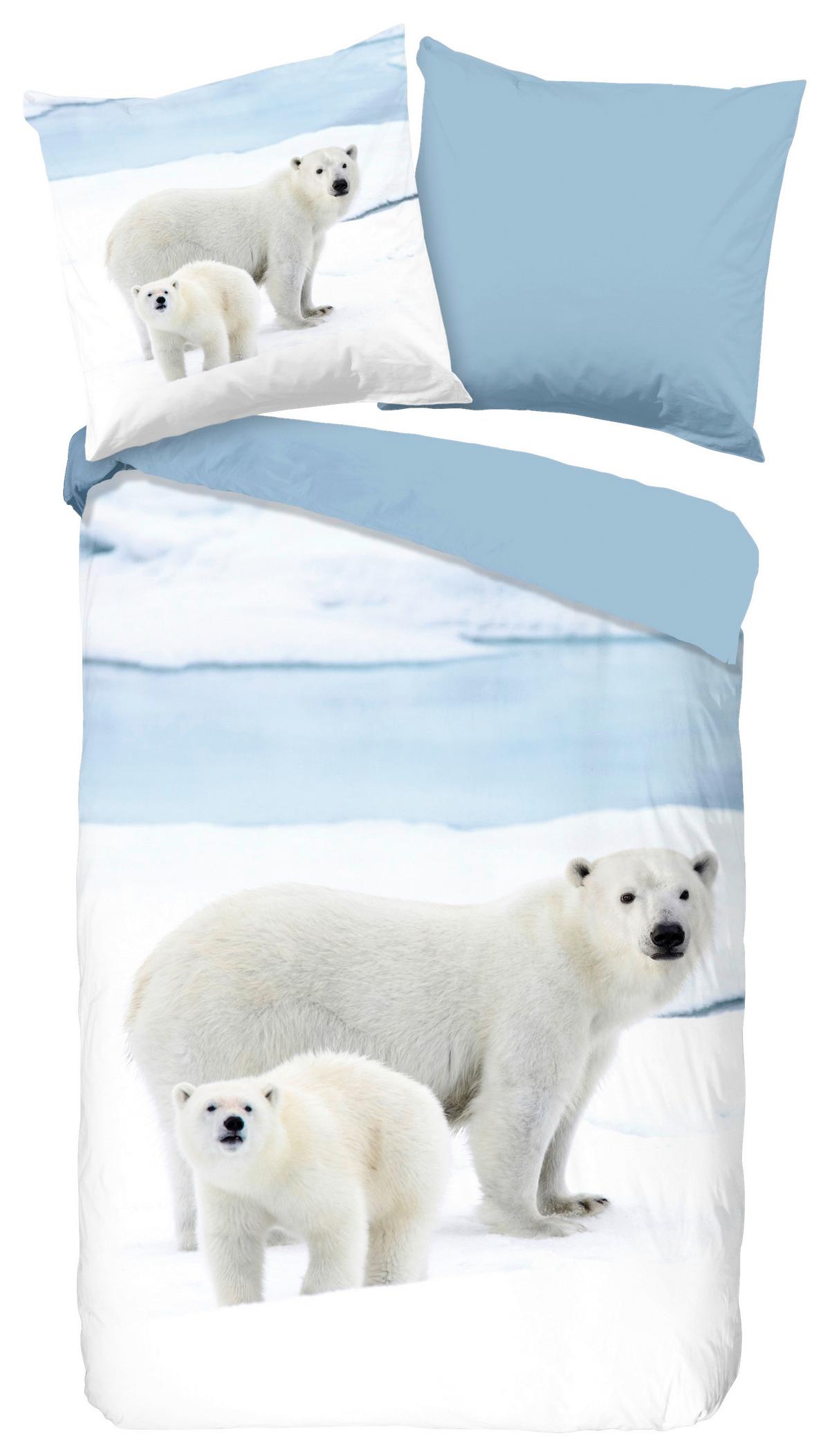 Wendebettwäsche Care Blau Weiß 135x200 Cm - Blau/Weiß, Natur, Textil (135/200cm)