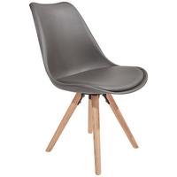 Schalenstuhl Levi Grau Lederlook Echtholz Beine - Eichefarben/Grau, MODERN, Holz/Kunststoff (48/81/57cm) - Ondega