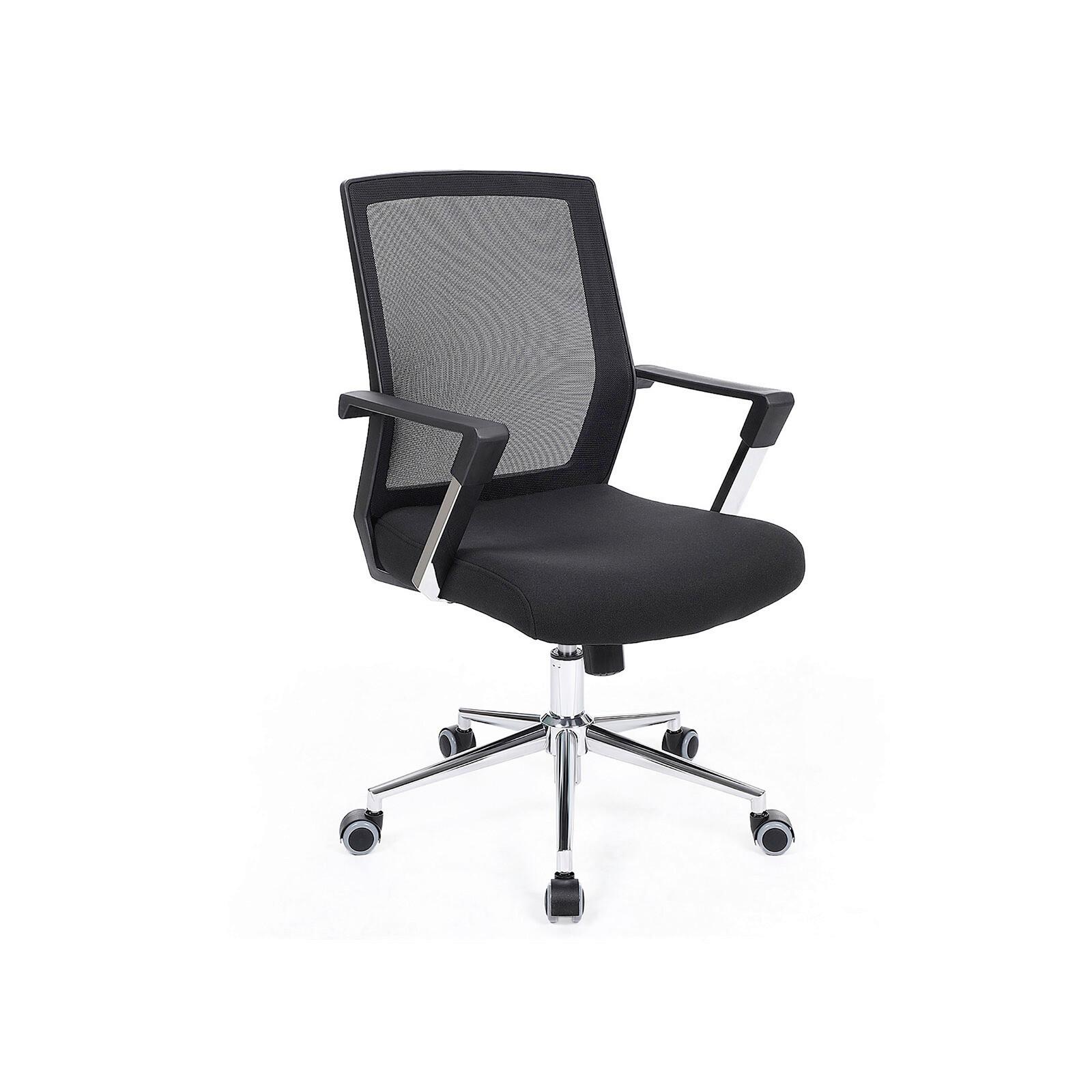 Bürostuhl mit Netzbespannung Schwarz, bis 150 kg - Chromfarben/Schwarz, Basics, Kunststoff/Textil (61/102/55cm) - Boxxx