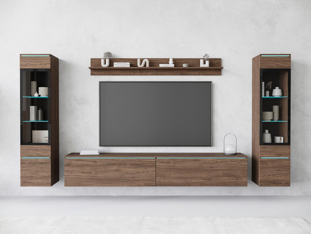 OBÝVACÍ STĚNA VERA II - šedá/barvy ořechu, Lifestyle, kompozitní dřevo/plast (240/130/33cm) - P & B