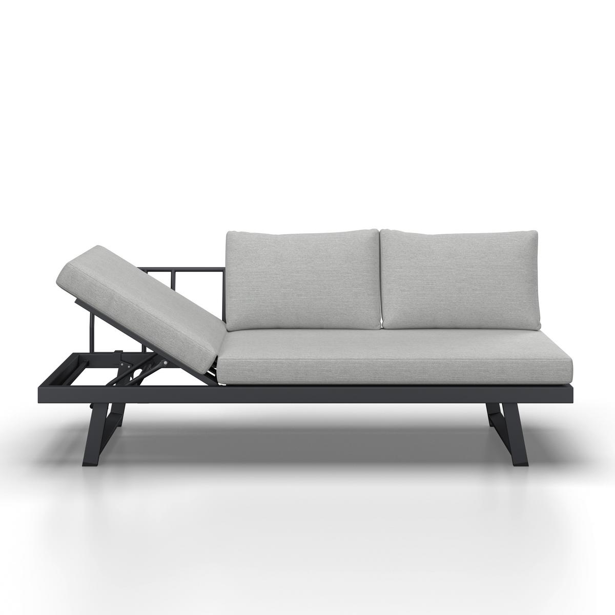 Záhradná lavica LOAN - sivá/antracitová, Modern, kov/drevo (210/84/78cm) - Bessagi Garden