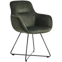 STOLIČKA S PODRÚČKAMI CROSS-CHA - čierna/lesná zelená, Basics, kov/textil (62/89/61cm) - Celina Home