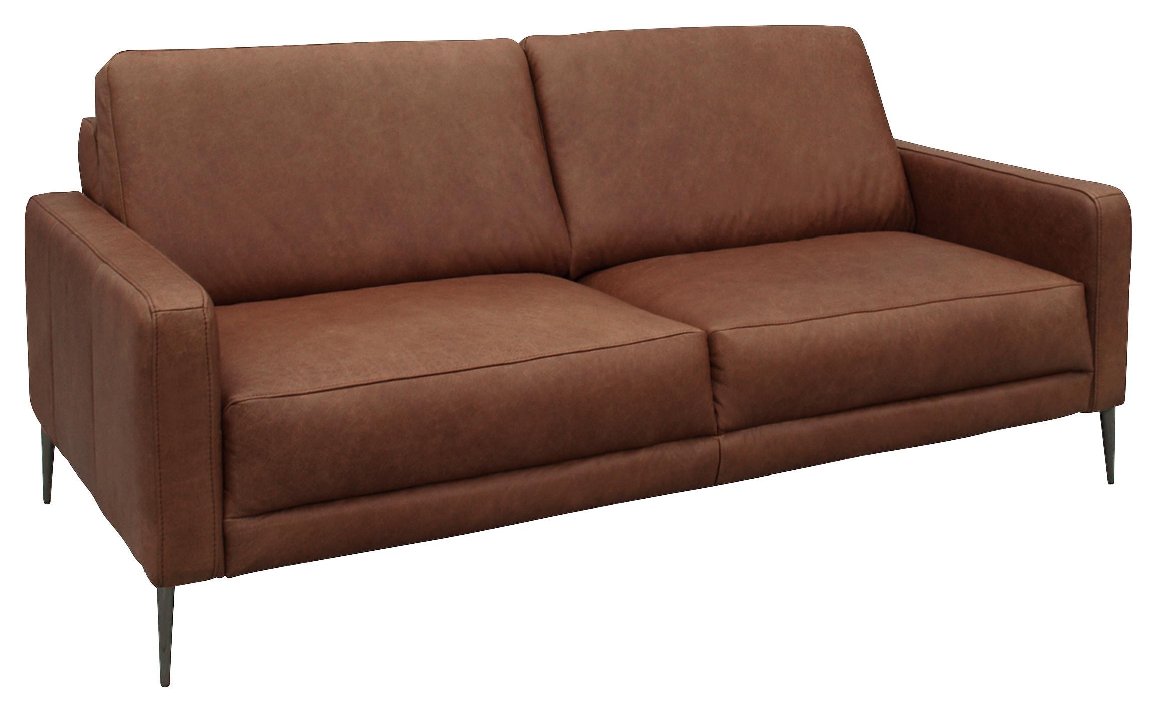 2-Sitzer-Sofa Spring, Dunkelbraun B: 157 cm - Dunkelbraun/Schwarzchrom, Design, Leder (157/85/92cm) - Livetastic