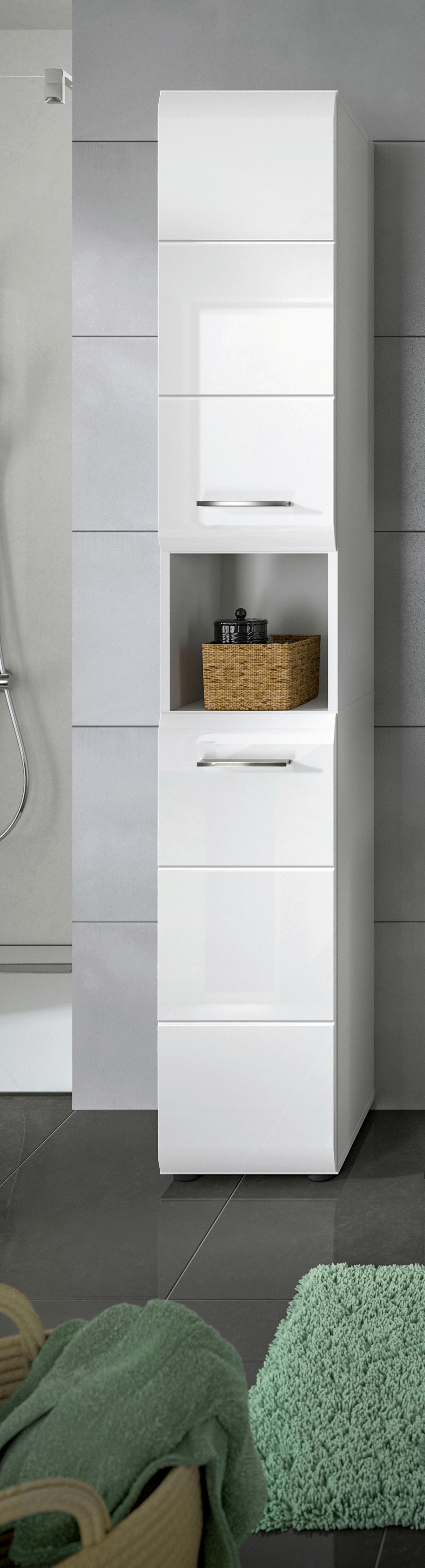 Hochschrank Ice Weiß/weiß Hg B: 30 Cm - Weiß Hochglanz/Weiß, MODERN, Holzwerkstoff (30/185/30cm) - MID.YOU