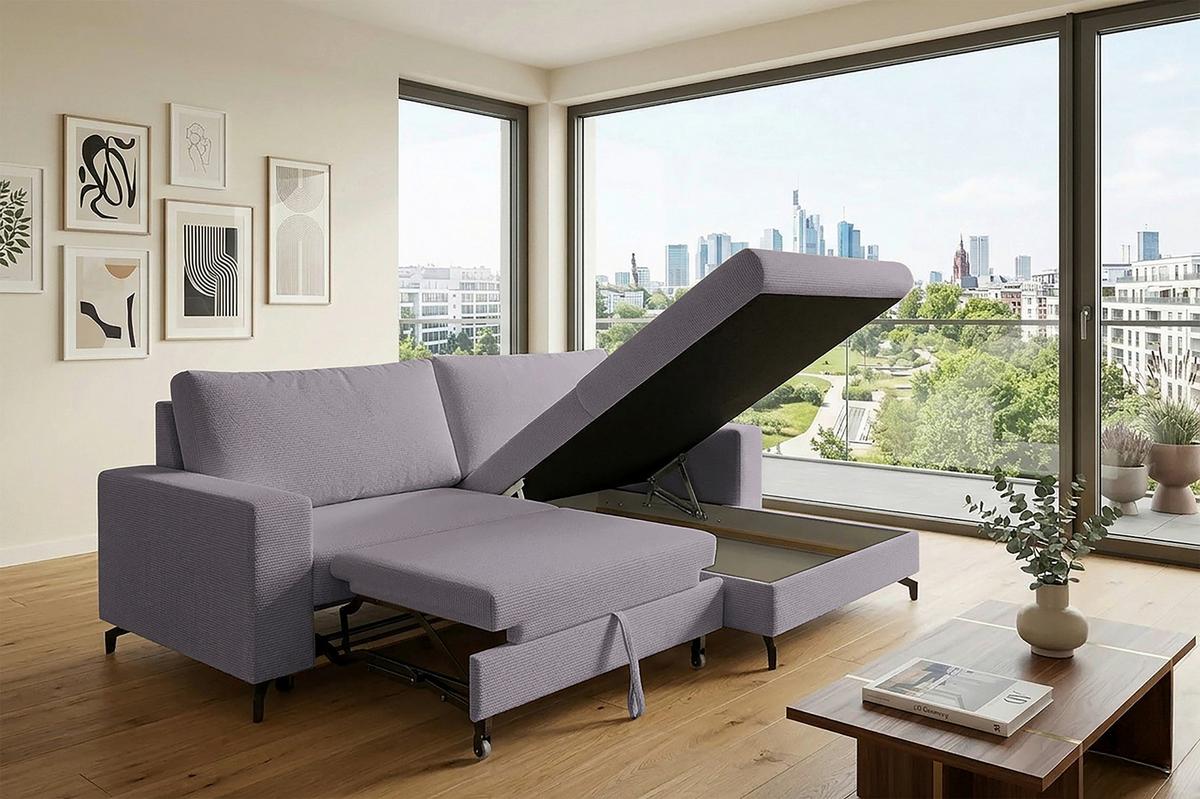 Ecksofa Clara Grau B: 240 Cm - Grau, MODERN, Textil (240/87/177cm)