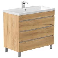 WASCHTISCHKOMBI Fellini Eichefarben B: 90cm - Eichefarben/Weiß, Basics, Holzwerkstoff/Stein (90cm) - MID.YOU