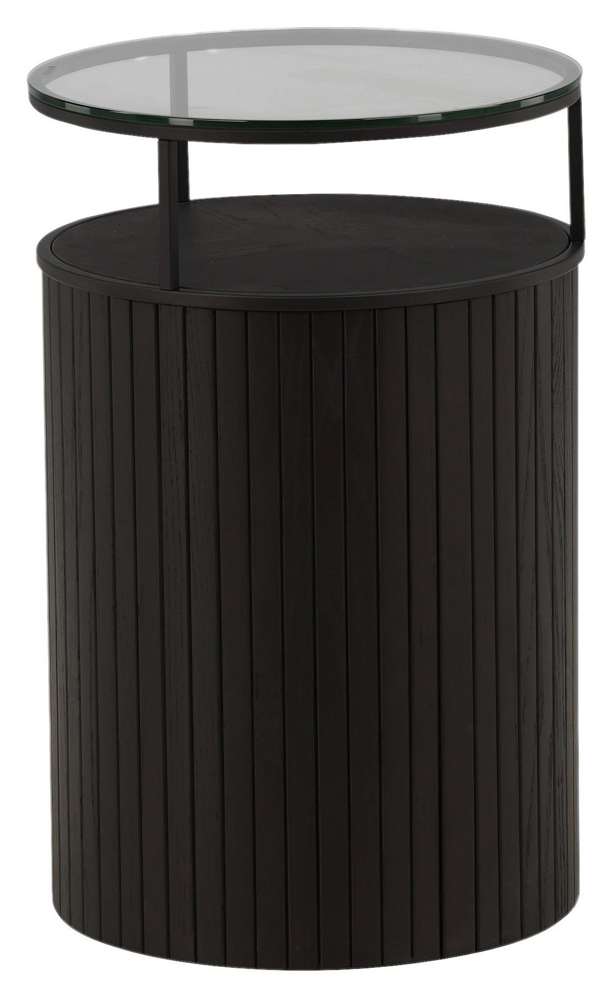 Beistelltisch Bovall - Schwarz, Design, Glas/Holz (37/37/58cm) - Livetastic