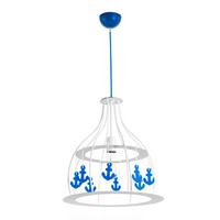 Hängeleuchte Blau Weiß D: 40 cm 22w - Blau/Weiß, KONVENTIONELL, Kunststoff/Metall (40/106cm)