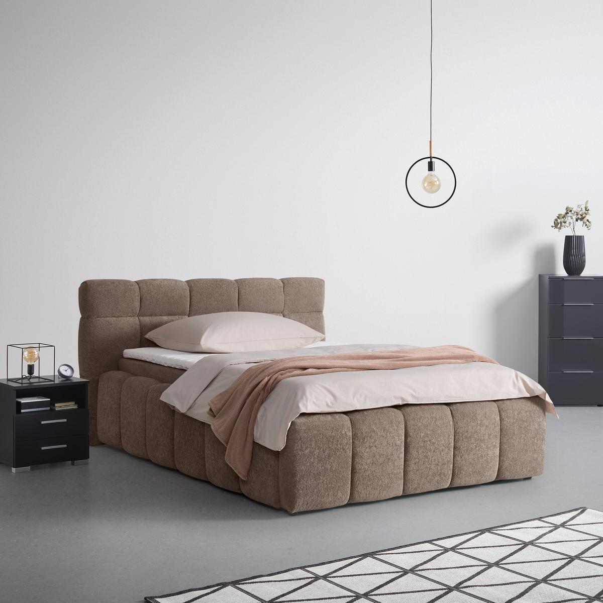 Čalúnená posteľ MONTE 120x200, hnedá - hnedá/čierna, Konventionell, textil/plast (120/200cm) - Based