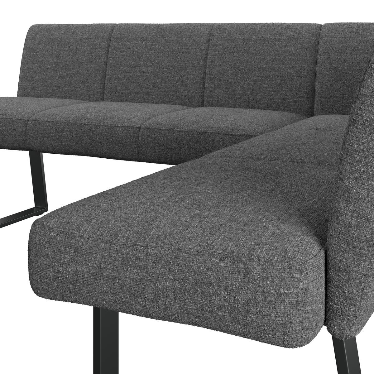 Eckbank Anthrazit/Metallbeine Terri 190x150cm - Anthrazit/Schwarz, MODERN, Textil/Metall (190/150cm) - MID.YOU