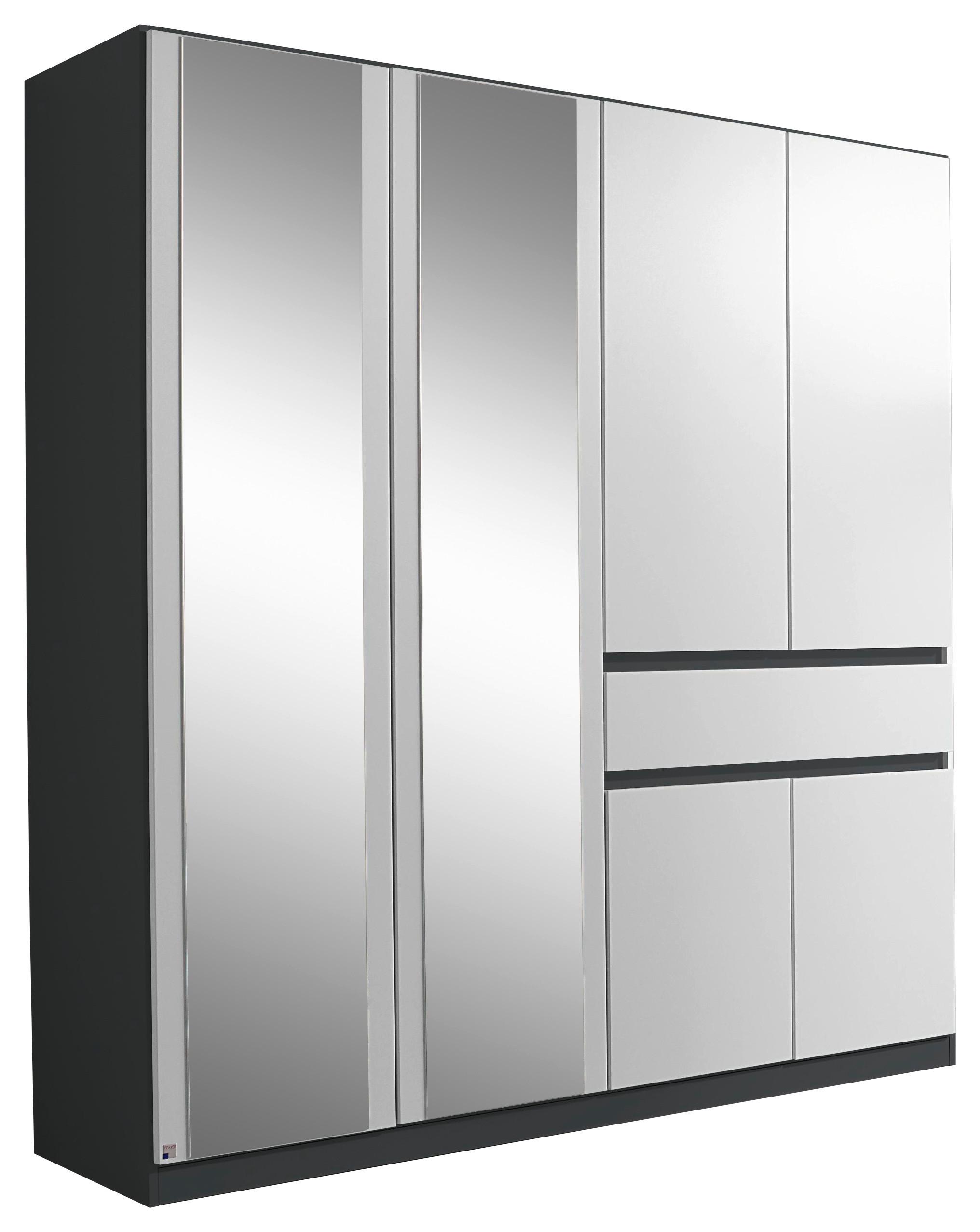 Kleiderschrank Mit Spiegel + Lade 181cm Tübingen, Grau/weiß - Weiß/Grau, Design, Glas/Holzwerkstoff (181/197/54cm) - Rauch Möbel