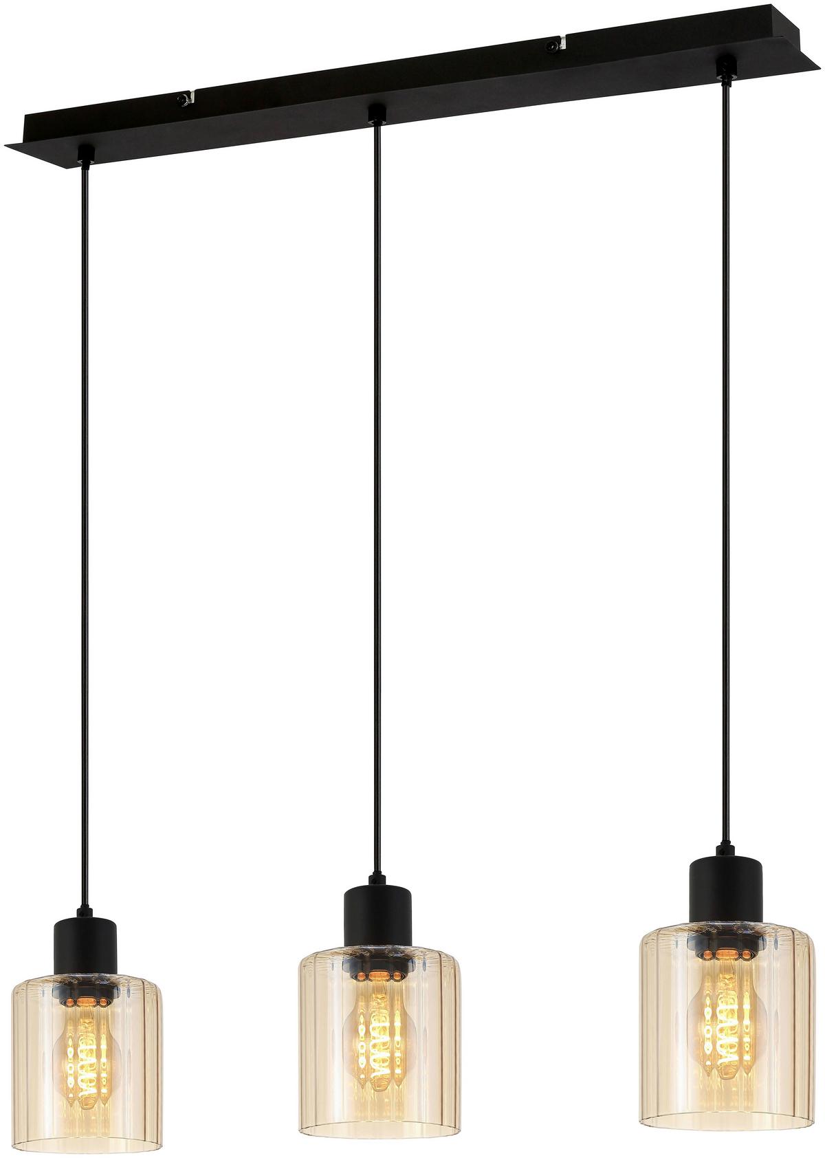 Függőlámpa Lamy - fekete/borostyánszínű, Konventionell, Üveg/fém (64/12/120cm) - James Wood