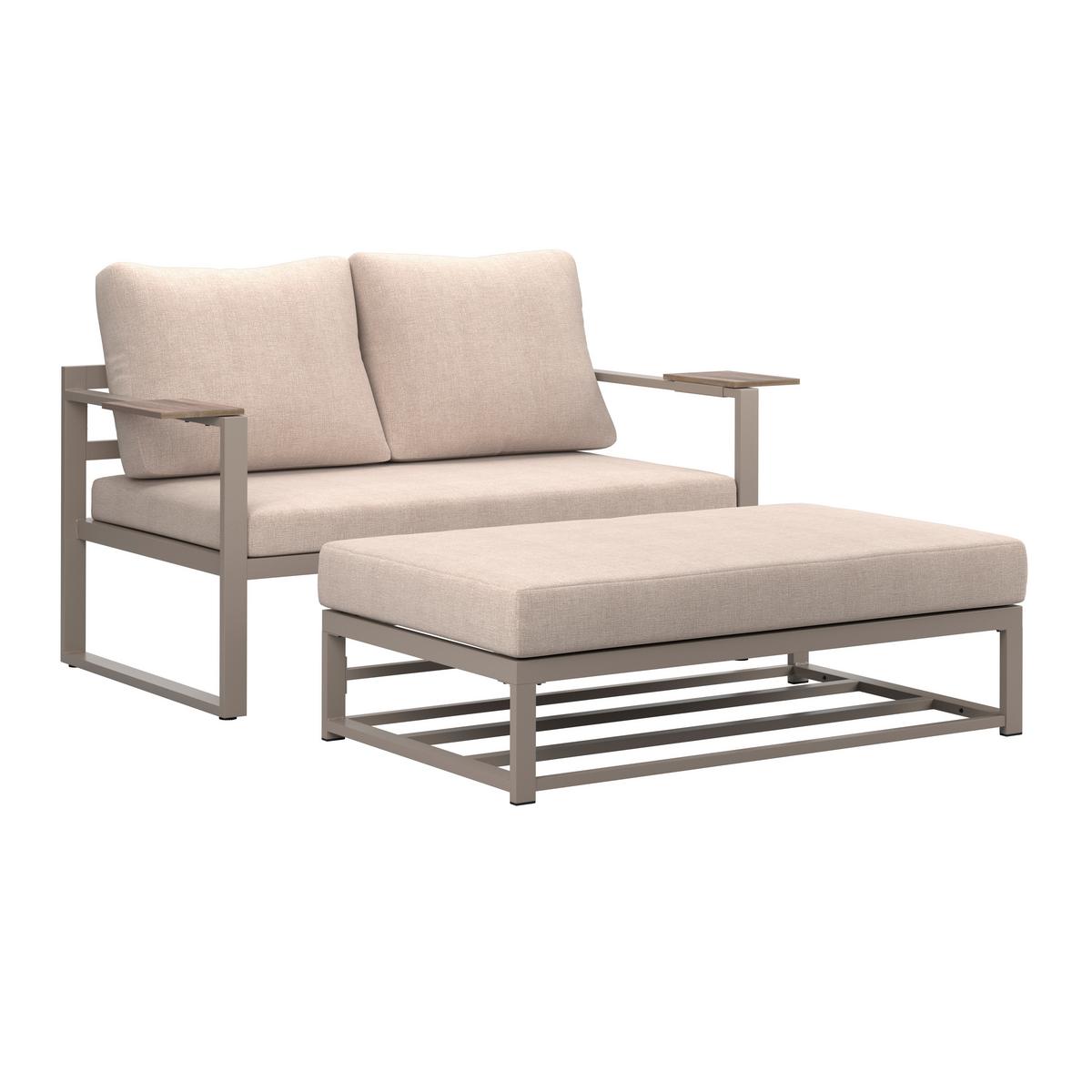 Loungesofa Atlanta - Dunkelgrau/Beige, MODERN, Kunststoff/Textil - Beldano
