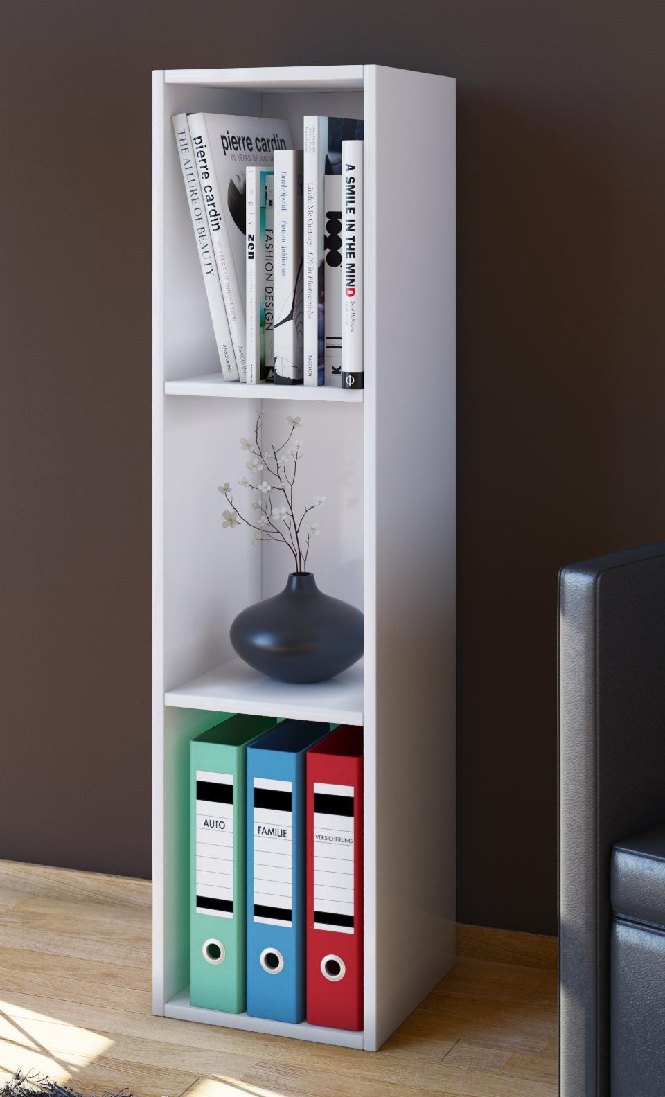 Regál na šanóny š: 34 cm, biely - biela, Basics, kompozitné drevo (34/107/29cm) - MID.YOU
