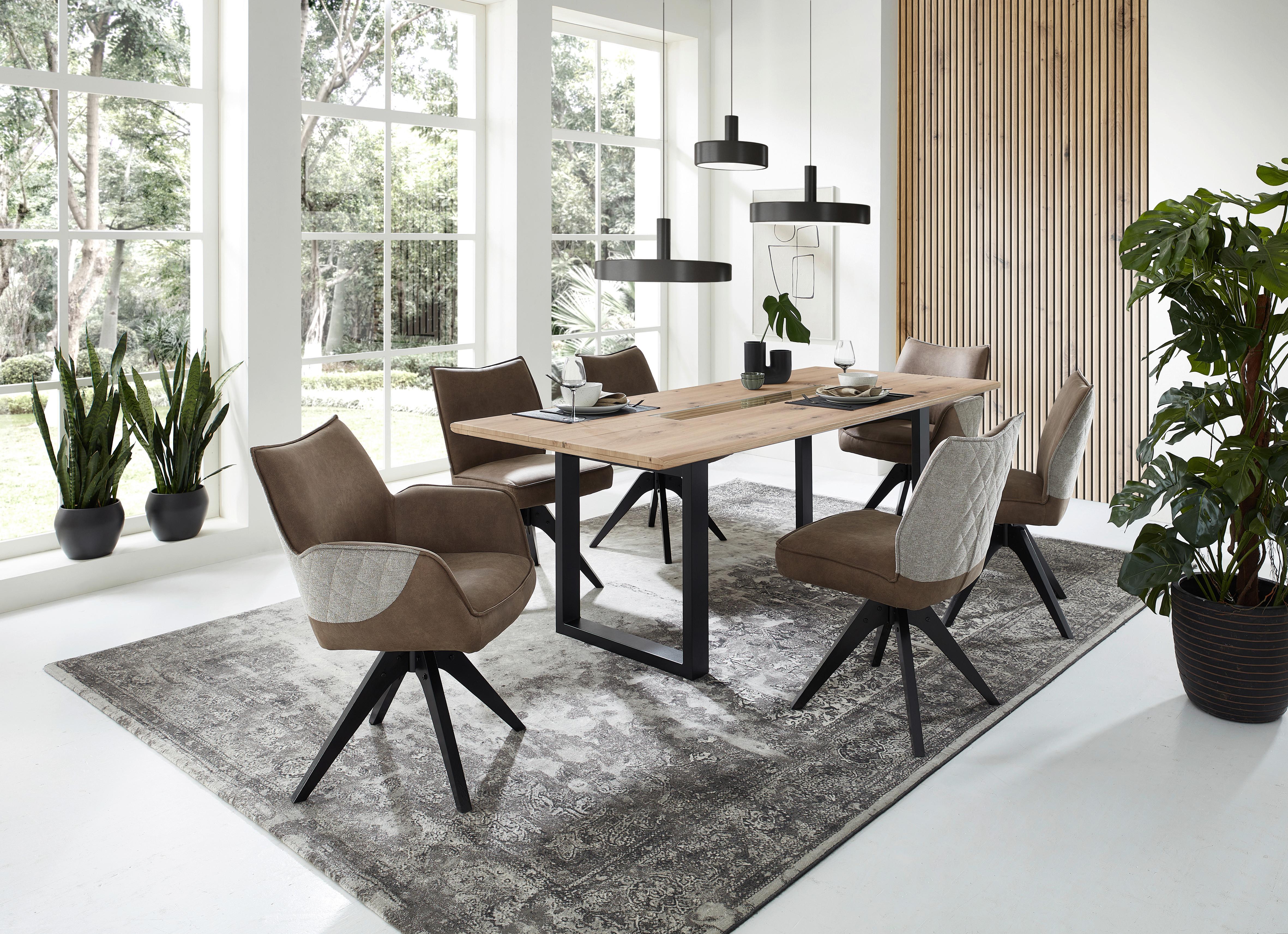 Stuhl Fulton Braun, Grau Beine Schwarz, B: 62 Cm - Schwarz/Braun, Design, Holz/Textil (62/85/64cm) - Stylife