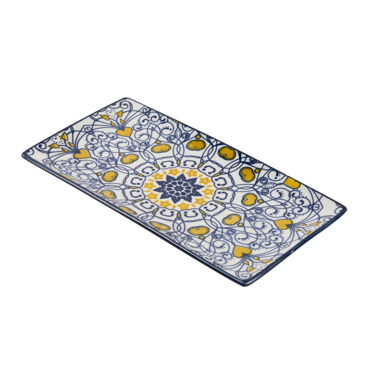 Servírovací podnos Maja, 20/11cm - modrá/žlutá, Lifestyle, keramika (20/11/1,5cm) - Mömax