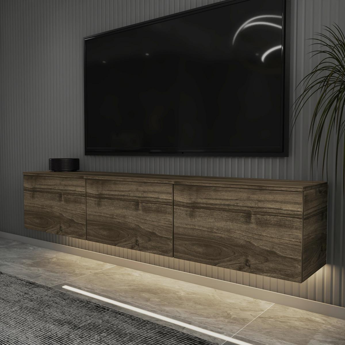 Lowboard Neon Walnussfarben B: 160 cm - Eichefarben/Walnussfarben, Design, Holzwerkstoff (160/35/32cm) - Livetastic