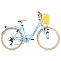 Citybike Damen 26 Zoll Cantaloupe mit Korb 6 Gänge - Blau/Gelb, Basics, Metall (180/70cm) - Da Capo