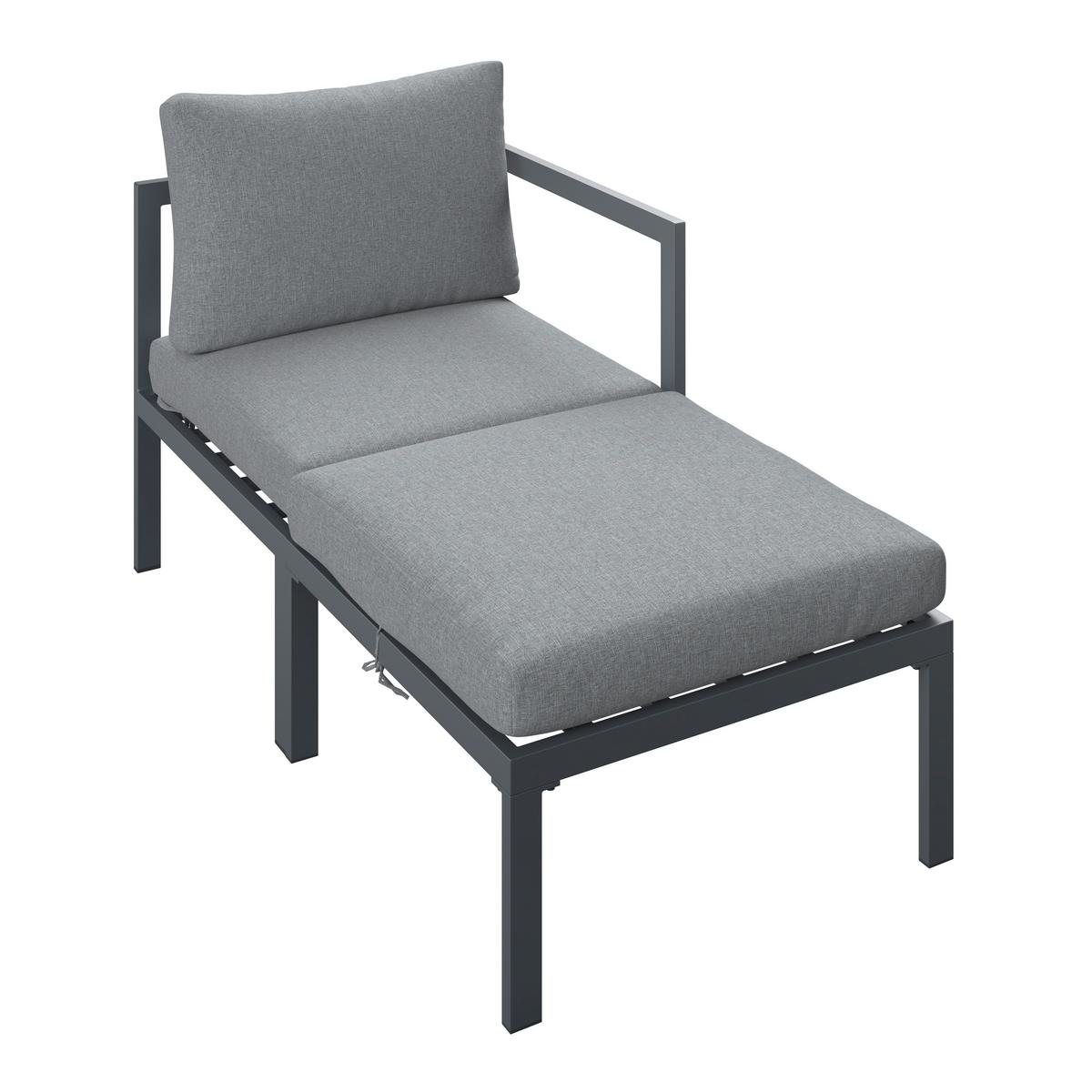 Loungegarnitur Basel - Dunkelgrau/Naturfarben, MODERN, Kunststoff/Textil - Beldano