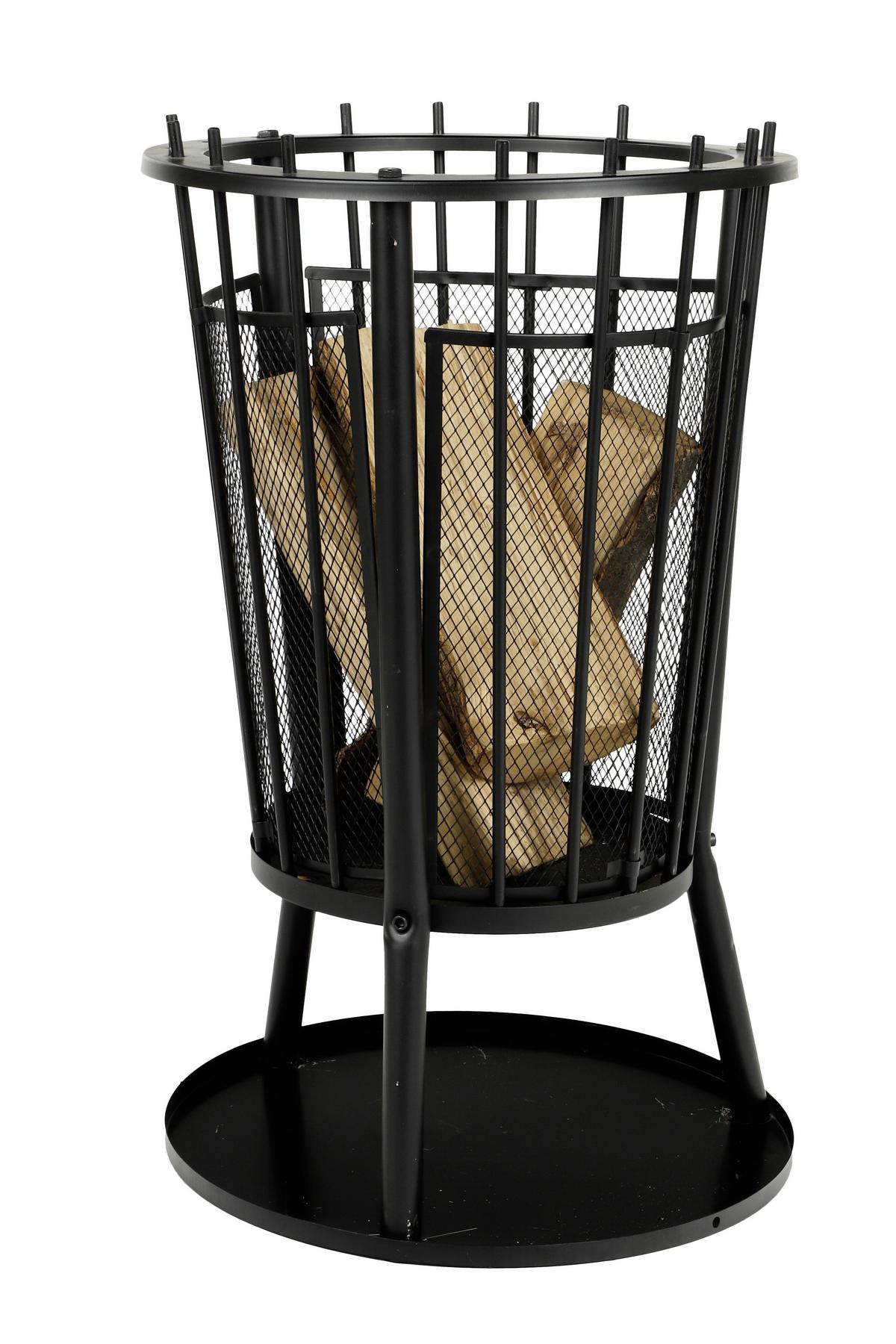 Feuerkorb DxH 40x61 cm mit Funkenschutz Schwarz - Schwarz, Basics, Metall (40/61cm)