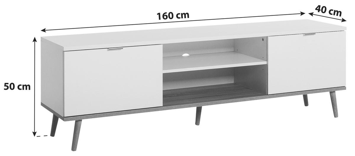 TV-Element Göteborg 160 cm Weiß/Sonoma Eiche Dekor - Eichefarben/Weiß, KONVENTIONELL, Holzwerkstoff (160/50/40cm) - MID.YOU