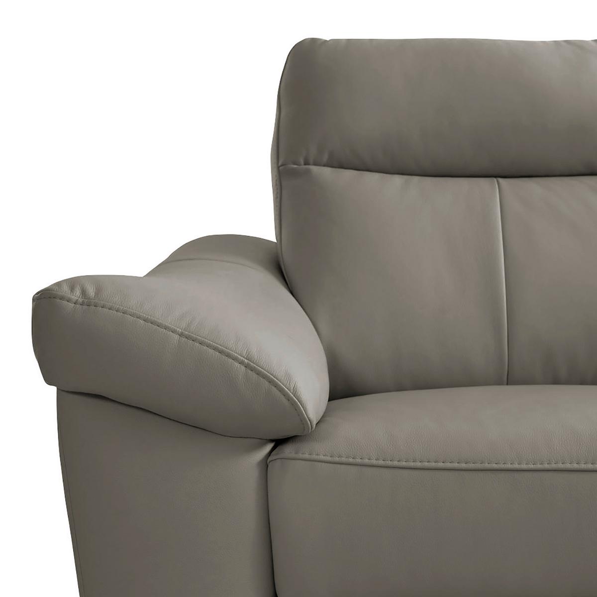 Ecksofa Luna Teilleder Schlammfarben 242x194 - Chromfarben/Schlammfarben, Design, Leder/Textil (242/194cm) - Livetastic