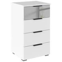 Kommode Skyla Weiß B: 47 cm - Alufarben/Weiß, MODERN, Glas/Holzwerkstoff (47/81/42cm) - Rauch Möbel